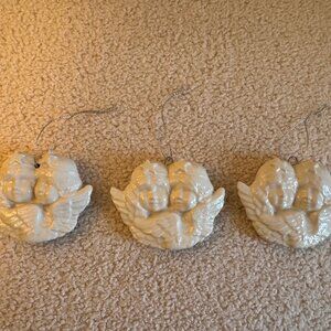 Set of 3 Vintage Ceramic Angel Ornaments